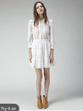 Isabel Marant Étoile Greta lace white mini dress boho size 38